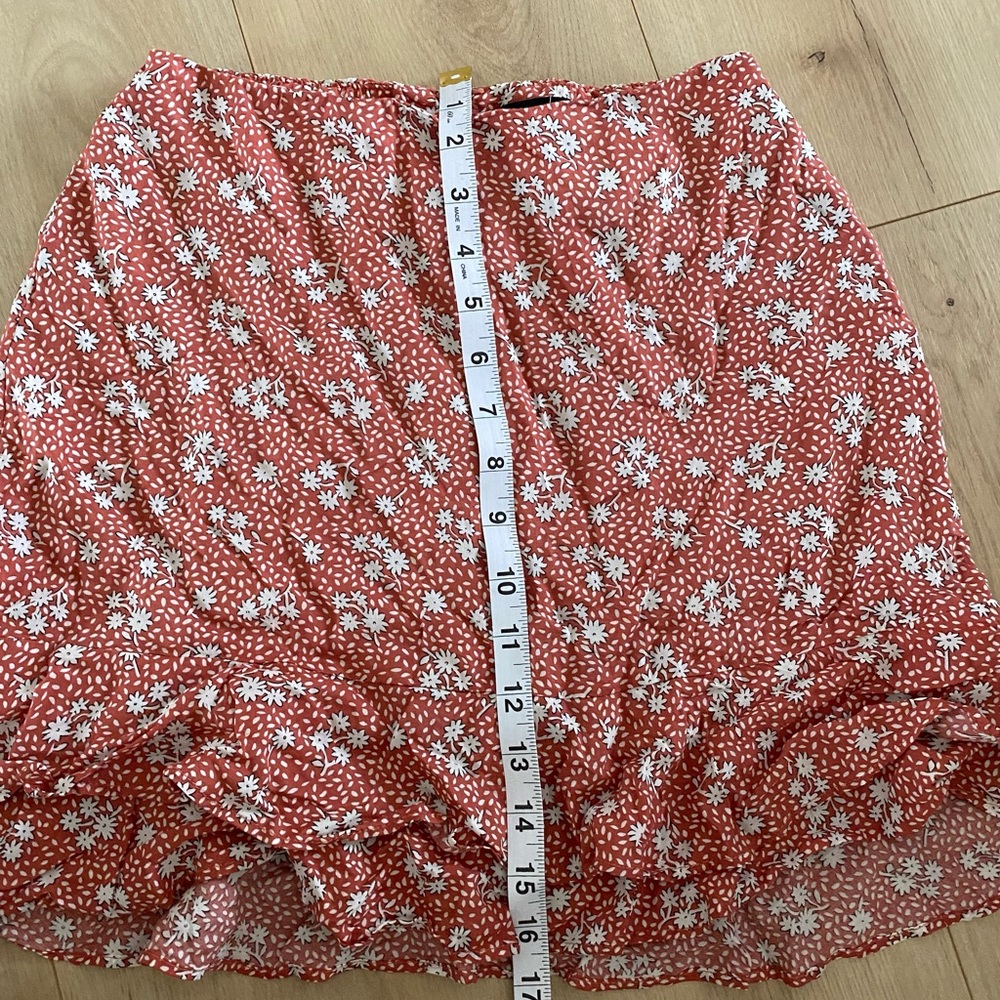 Lulus Floral Print Rust White Rayon Polyester Ruffle skirt - Picture 9 of 11